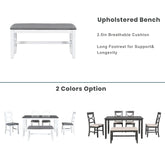 Bellemave® 6 - Piece Wood Dining Table Set Kitchen Table Set with Upholstered Bench and 4 Dining Chairs - Bellemave